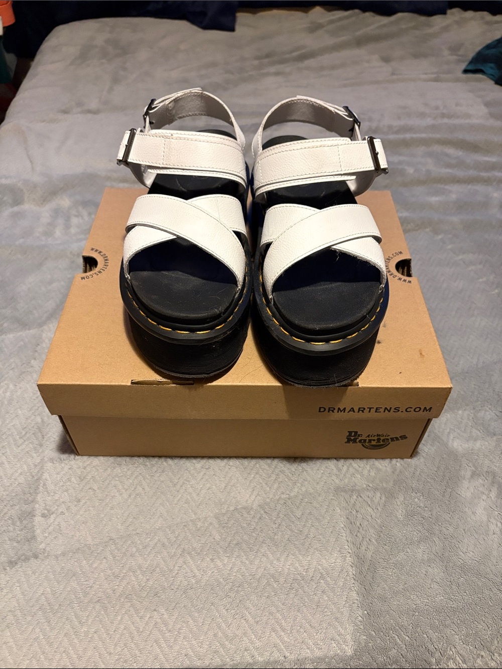 Dr. Martens Pre-Loved Athena White & Black Platform Sandals